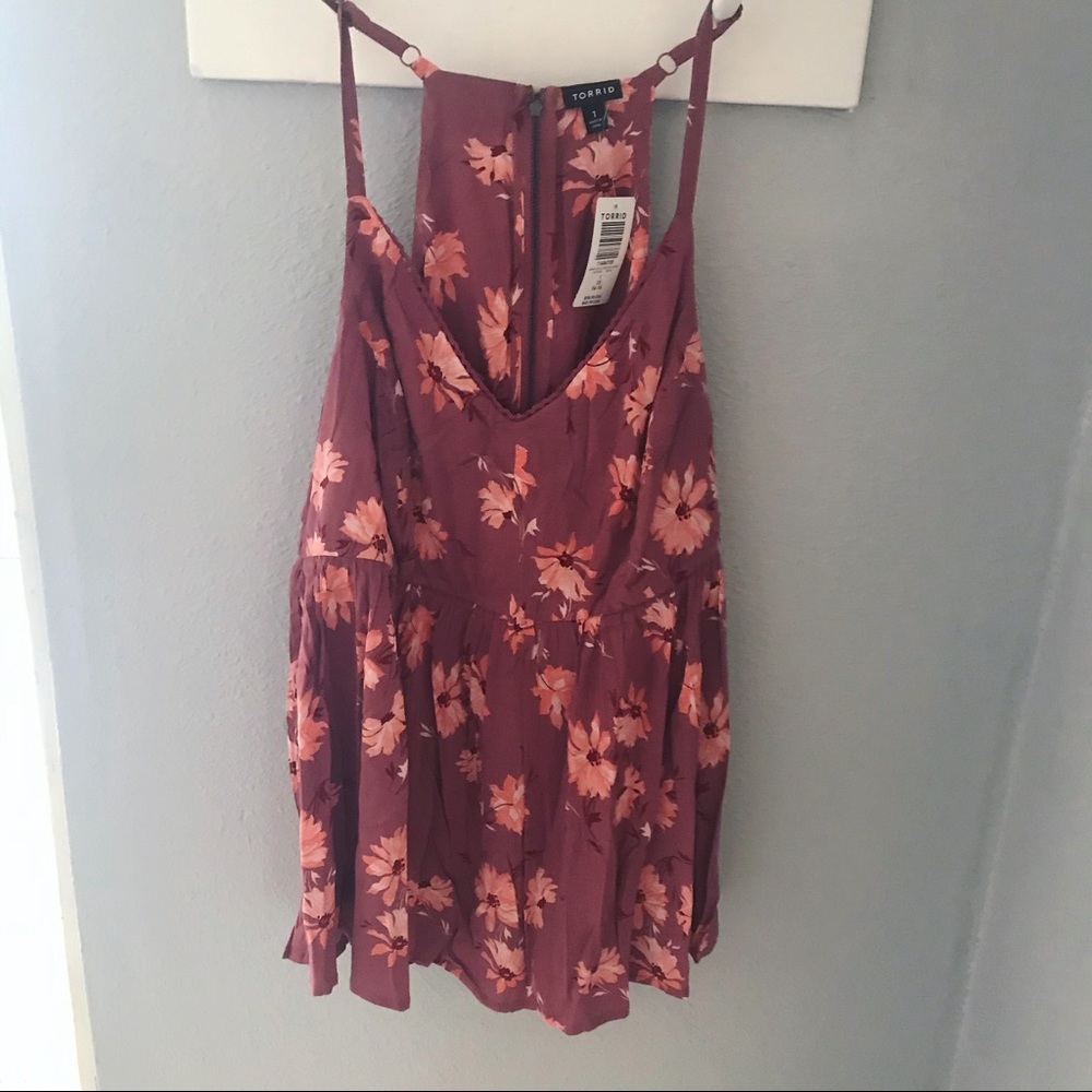Floral tank torrid pink babydoll cami peplum hem